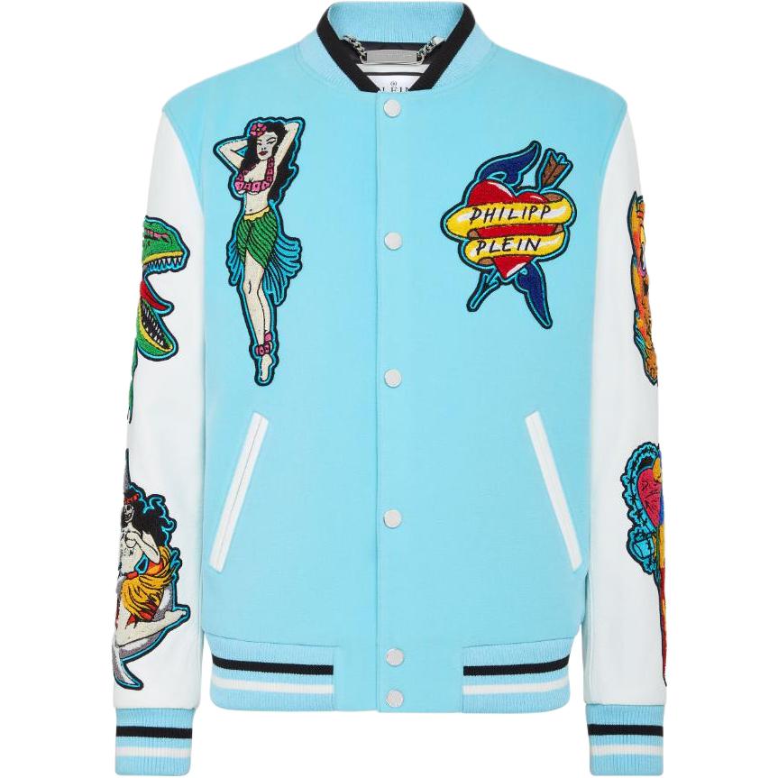 PHILIPP PLEIN Embroidered Slim Fit Baseball Collar Jacket SACC-MLB1689-PTE120N-07