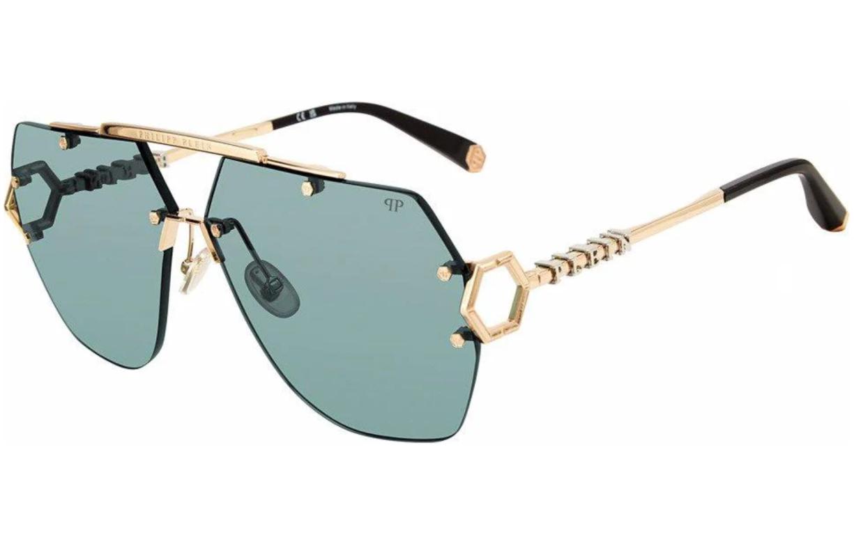 Order PHILIPP PLEIN未來感綠鏡片不規則框設計男女太陽眼鏡。 SPP111660340