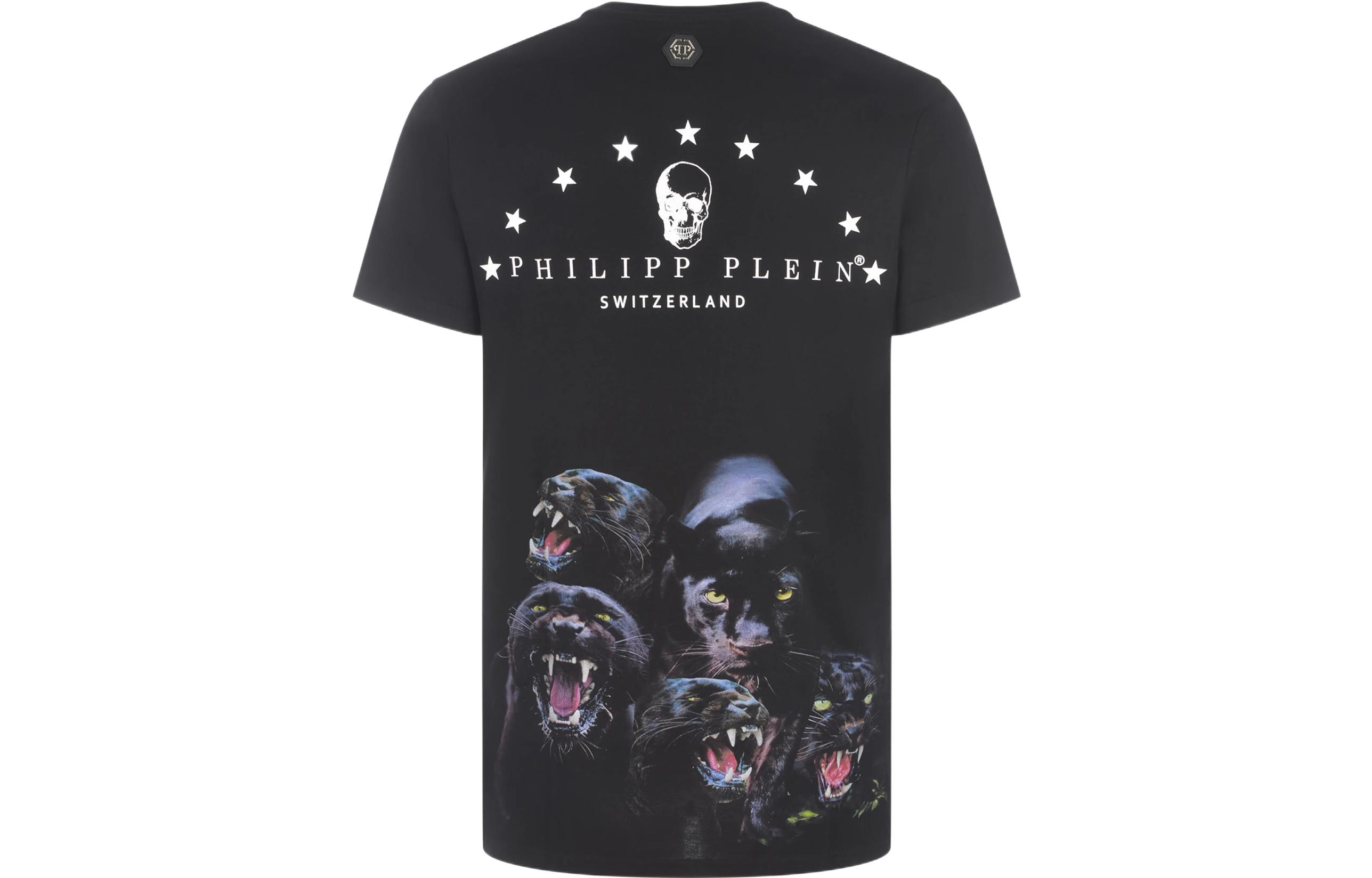 Lookbook 필립 플레인 FW21 애니멀 레터 프린트 크루넥 티셔츠 블랙 MTK5104-PJY002N-02