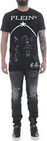 Shop PHILIPP PLEIN FW21 動物字母印花黑色圓領T恤 MTK5104-PJY002N-02