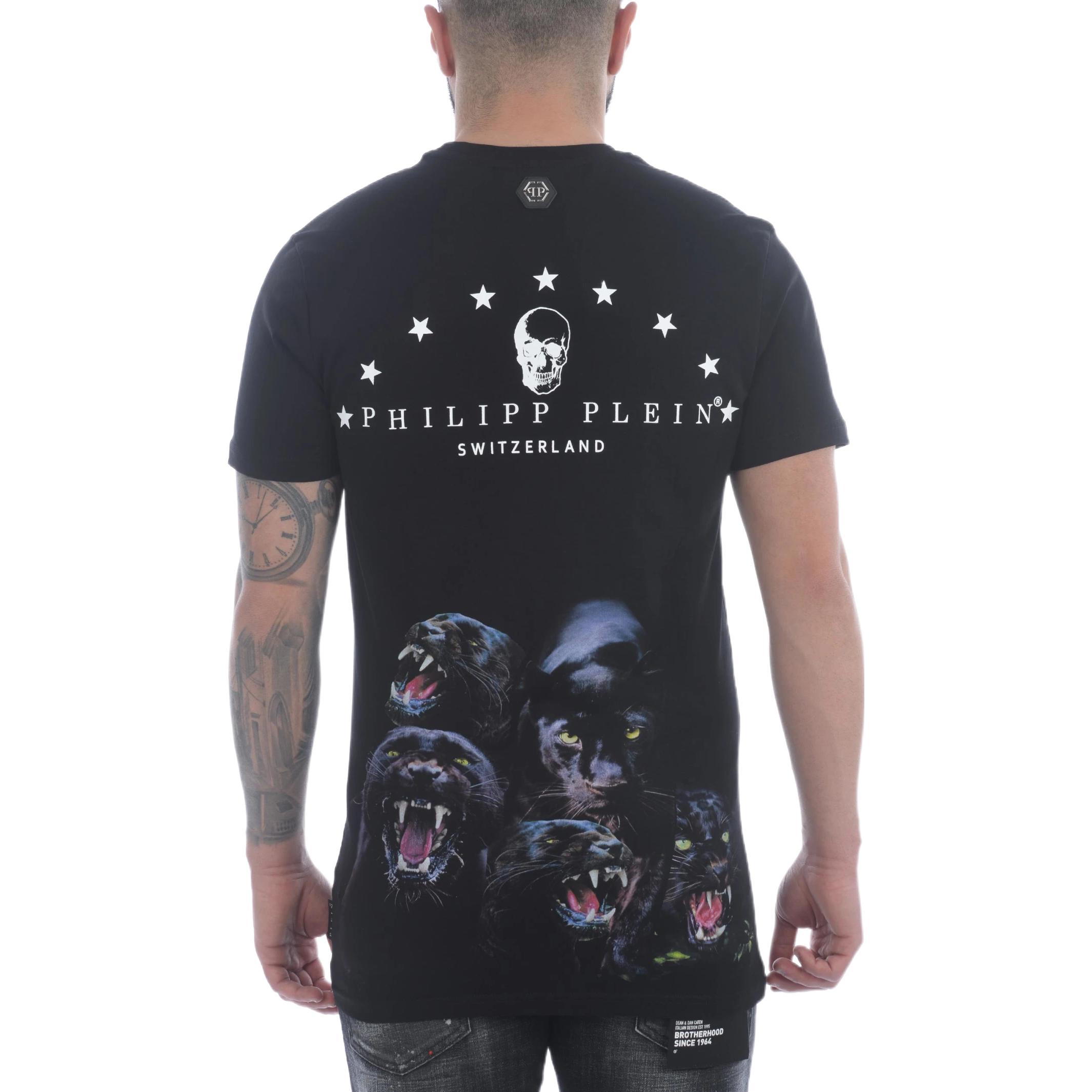 Purchase 필립 플레인 FW21 애니멀 레터 프린트 크루넥 티셔츠 블랙 MTK5104-PJY002N-02