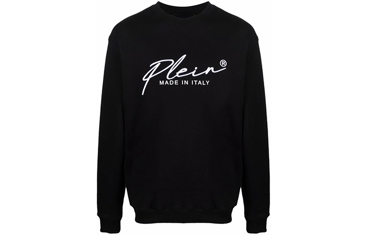 PHILIPP PLEIN FW21 Black Letter Print Pullover Long Sleeve Sweatshirt FAACMJO0776PJO002N-02