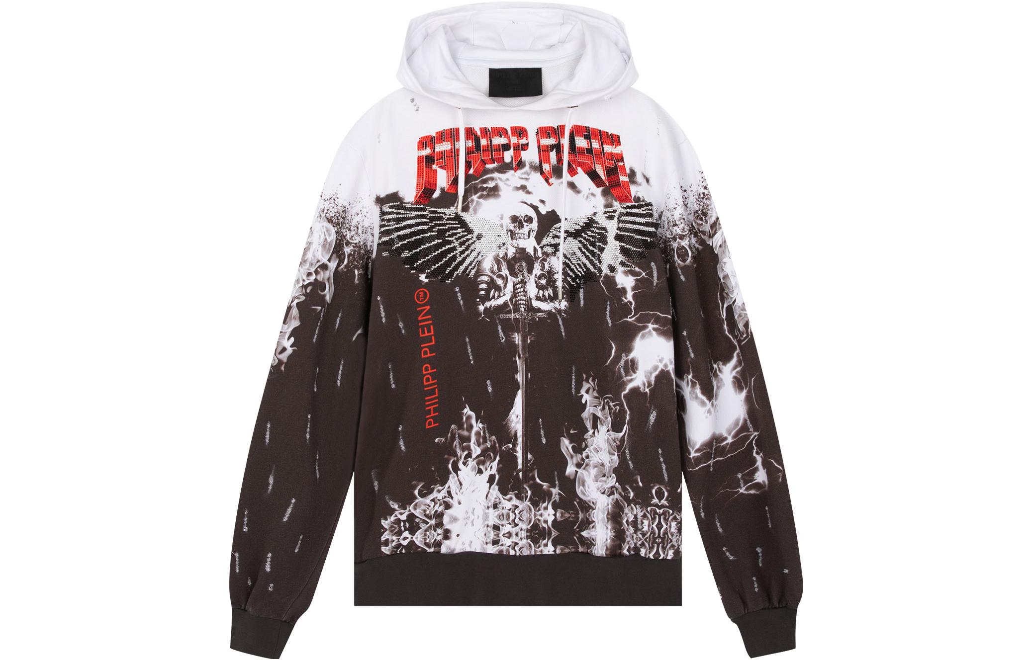 PHILIPP PLEIN FW21 Crystal Skull Flame Hoodie Multicolor P19C-MJB1226-PJO002N-01