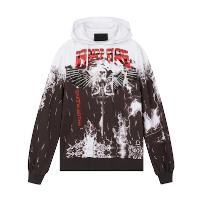 PHILIPP PLEIN FW21 Crystal Skull Flame Hoodie Multicolor P19C-MJB1226-PJO002N-01