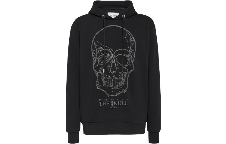 PHILIPP PLEIN FW21 Crystal Skull Hoodie Unisex Black AAAC-UJB0042-PJO002N-02