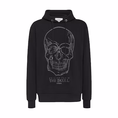 PHILIPP PLEIN FW21 Crystal Skull Hoodie Unisex Black AAAC-UJB0042-PJO002N-02