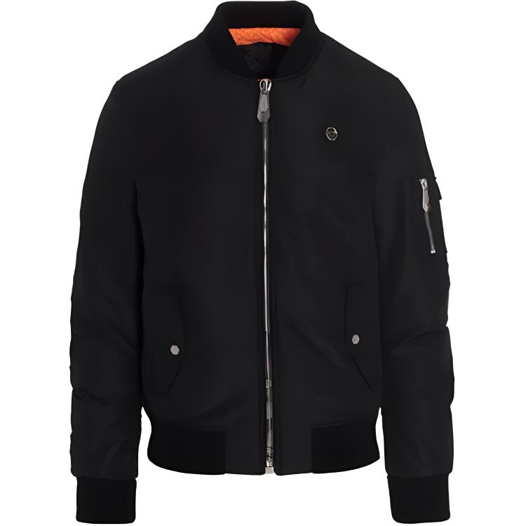 PHILIPP PLEIN FW21 Solid Zip-Up Slim-Fit Jacket Black FAAC-MRB1742-PNY002N-02