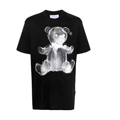 PHILIPP PLEIN FW22 Black Crewneck T-Shirt with Animal Print. FABC-MTK5612-PJY002N-02