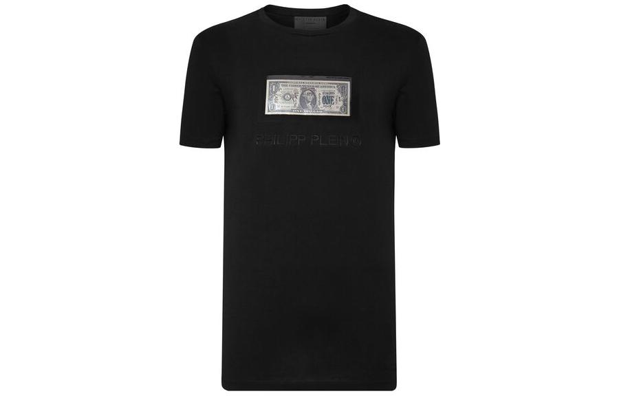 Order 필립 플레인 FW22 블랙 달러 장식 반팔 티셔츠. S19C-MTK3030-PJY002N-02