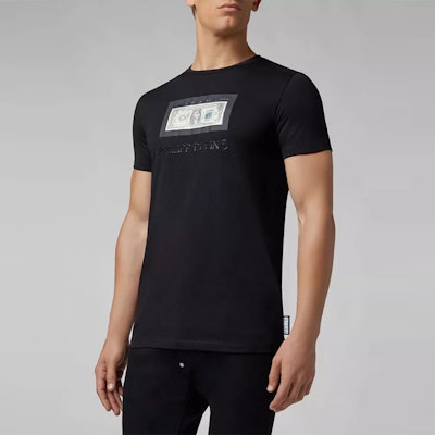 필립 플레인 FW22 블랙 달러 장식 반팔 티셔츠. S19C-MTK3030-PJY002N-02 Purchase 필립 플레인 FW22 블랙 달러 장식 반팔 티셔츠. S19C-MTK3030-PJY002N-02