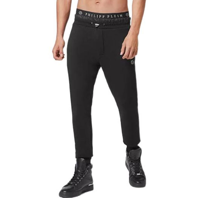 Purchase Philipp Plein FW22 黑色慢跑運動褲 素色休閒風格 FABC-MJT2043-PJY002N-02