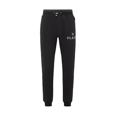 PHILIPP PLEIN FW22 Black Jogger Sweatpants with Logo Patch. FABC-MJT2073-PTE003N-02
