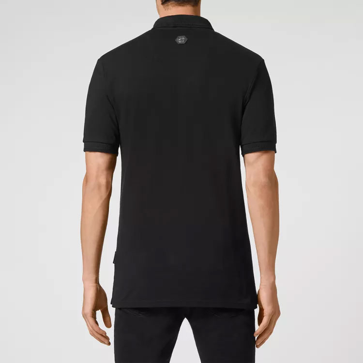 Purchase PHILIPP PLEIN FW22 Kaos Polo Hitam Bordir Tengkorak Lengan Pendek SABC-MTK5468-PJO002N-02