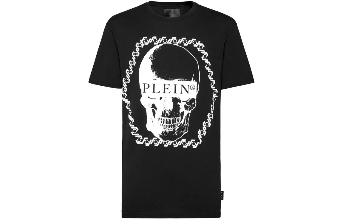 PHILIPP PLEIN FW22  Black Skull Logo Cotton Short Sleeve T-Shirt. PAAC-MTK5149-PJY002N-02