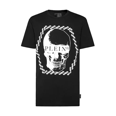 PHILIPP PLEIN FW22 Black Skull Logo Cotton Short Sleeve T-Shirt. PAAC-MTK5149-PJY002N-02