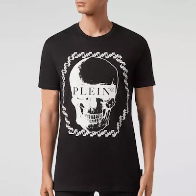 PHILIPP PLEIN FW22 Kaos Lengan Pendek Cotton Logo Tengkorak Hitam. PAAC-MTK5149-PJY002N-02 Shop PHILIPP PLEIN FW22 Kaos Lengan Pendek Cotton Logo Tengkorak Hitam. PAAC-MTK5149-PJY002N-02