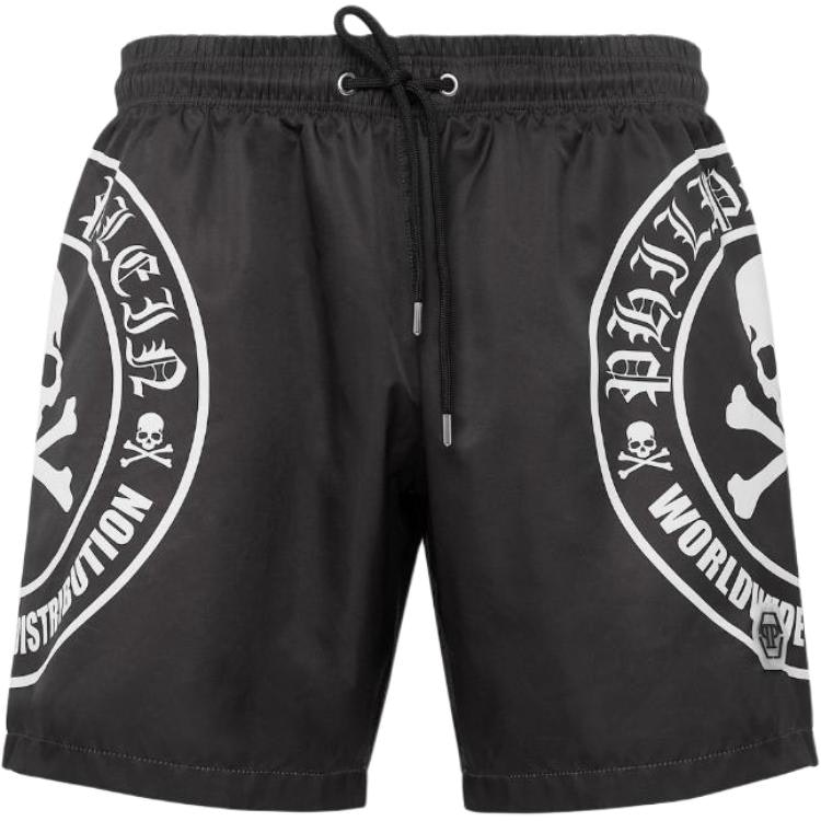 philipp-plein-fw-22-black-skull-logo-print-casual-shorts-aabc-mmt-0333-pte-003-n-0201