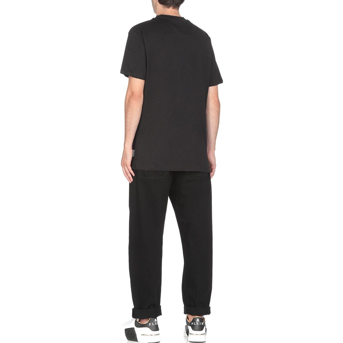 Shop 필립플레인 FW22 블랙 슬림핏 크루넥 반팔 티셔츠 FABCMTK5616PJY002N02