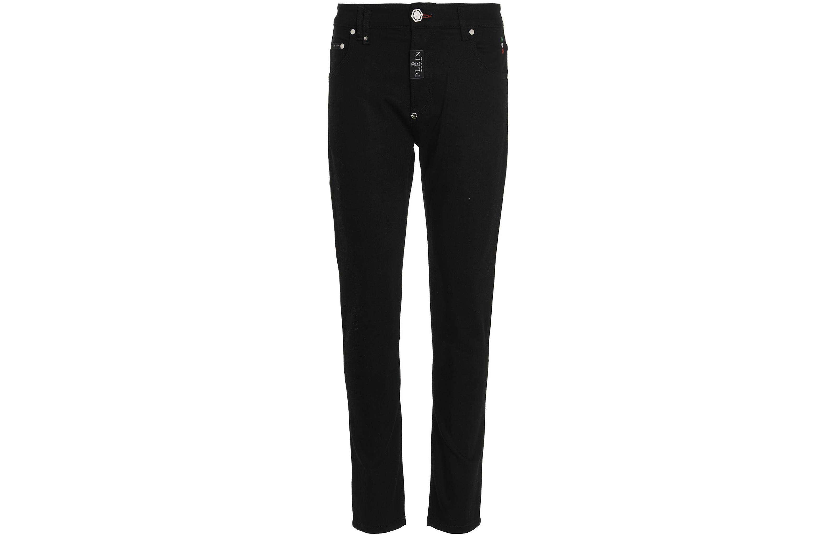 PHILIPP PLEIN FW22  Black Slim Fit Straight Leg Denim Jeans MDT3110PDE004N15GD