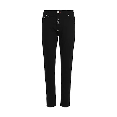 PHILIPP PLEIN FW22 Black Slim Fit Straight Leg Denim Jeans MDT3110PDE004N15GD