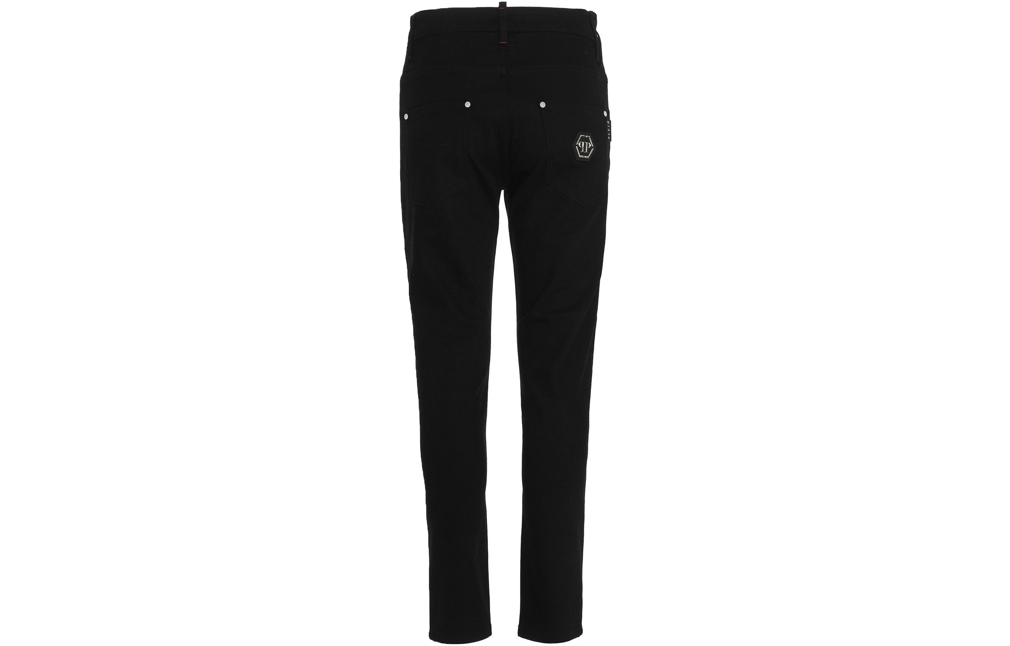 Lookbook PHILIPP PLEIN FW22 Celana Jeans Hitam Slim Fit Straight Leg Denim MDT3110PDE004N15GD