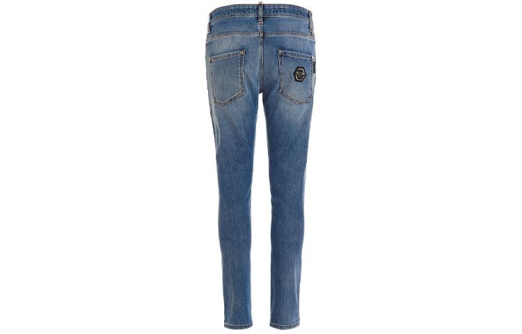 Lookbook フィリッププレイン FW22 ミッドライズ スリムフィット ブルーデニムジーンズ ポケット付 MDT3111PDE004N05GD