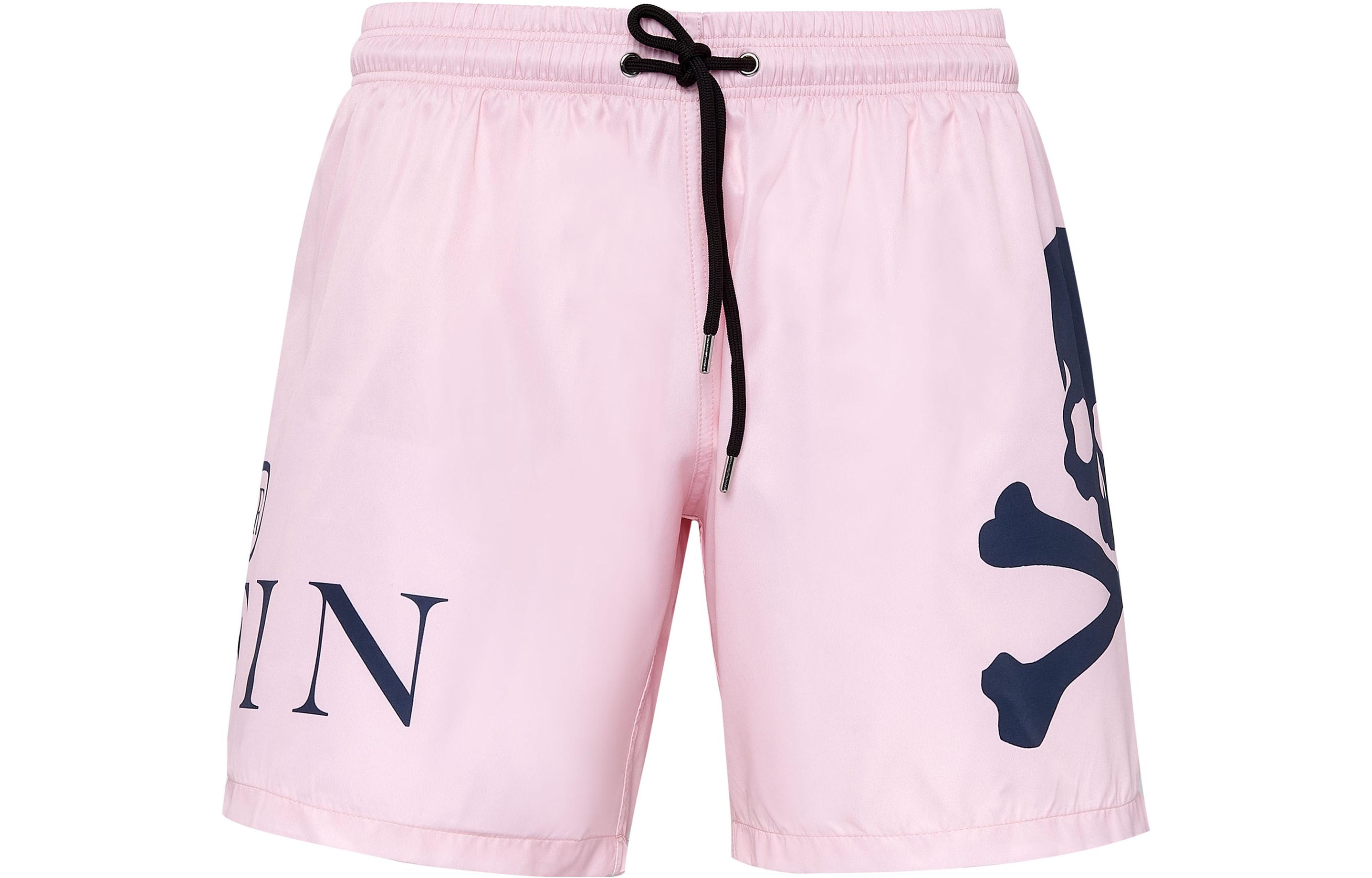 PHILIPP PLEIN FW22  Pink Skull Print Drawstring Casual Shorts. PABC-MMT0312-PTE003N-03