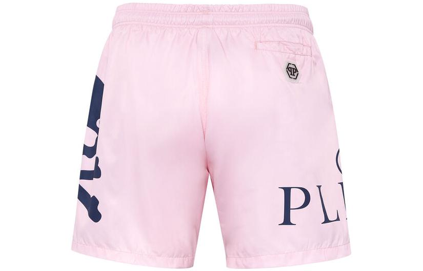 Lookbook PHILIPP PLEIN FW22 粉紅骷髏印花抽繩休閒短褲. PABC-MMT0312-PTE003N-03