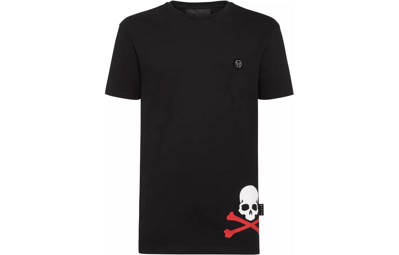 Order PHILIPP PLEIN FW22 Baju Hitam Cetakan Tengkorak Patch. P20C-MTK4458-PJO002N-02