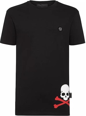 PHILIPP PLEIN FW22 Kaos Hitam Skull Print Patch. P20C-MTK4458-PJO002N-02 Order PHILIPP PLEIN FW22 Kaos Hitam Skull Print Patch. P20C-MTK4458-PJO002N-02