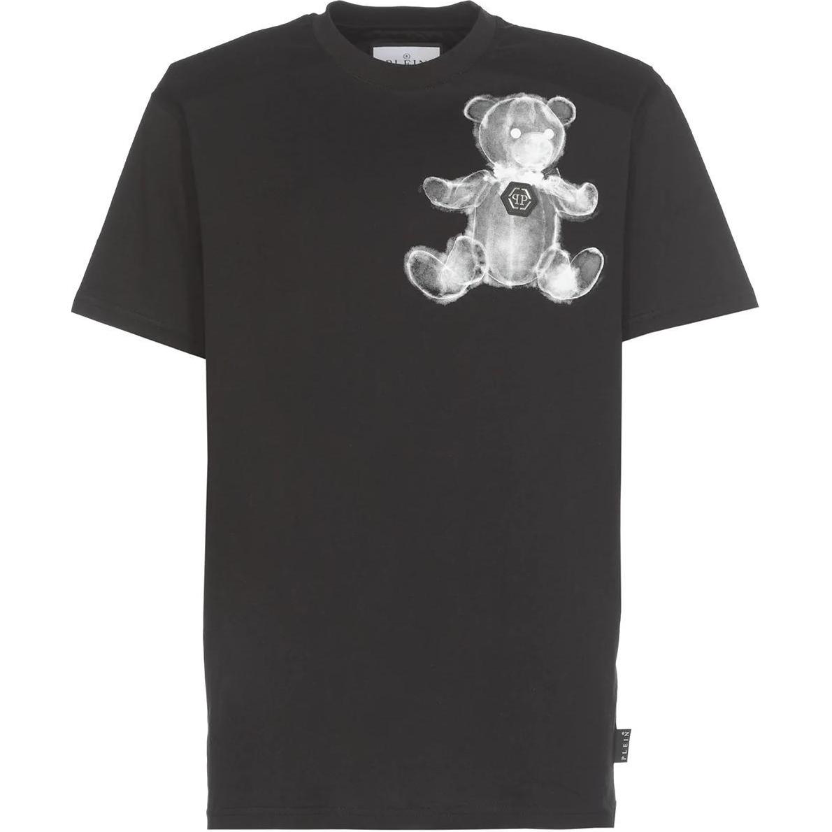 PHILIPP PLEIN FW22 Black Bear Graphic Print Crewneck T-Shirt Men’s Short Sleeve FABCMTK5708PJY002N02