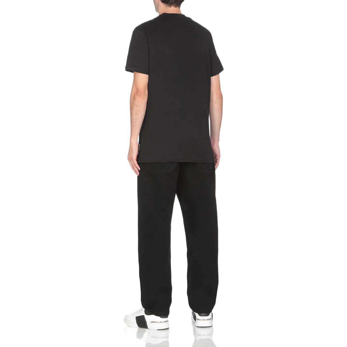 Shop 필립 플레인 FW22 블랙 베어 그래픽 프린트 크루넥 반팔 티셔츠 남성용 FABCMTK5708PJY002N02