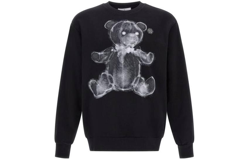 PHILIPP PLEIN FW22 Black Bear Print Crewneck Sweatshirt Men FABCMJO0885PJY002N-02
