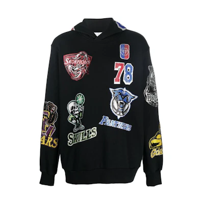 PHILIPP PLEIN FW22 Black Embroidered Sequin Applique Hoodie for Men AABCMJB2864PJO002N02
