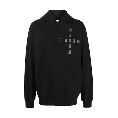 PHILIPP PLEIN FW22 Black Logo Print Hoodie Men’s Pullover AABCMJB2837PJO002N02