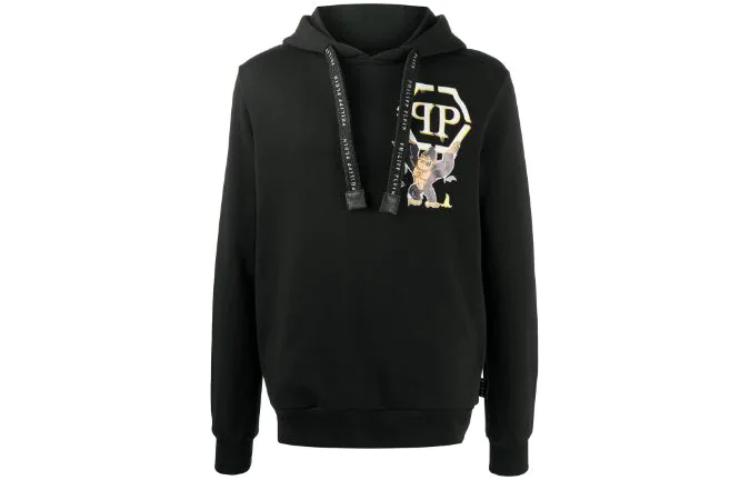 PHILIPP PLEIN FW22 Cartoon Print Hoodie Black Pullover F20CMJB1983PJO002N