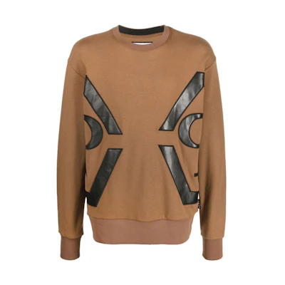 PHILIPP PLEIN FW22 Colorblock Crewneck Sweatshirt Camel - Fashion AABCMJO0924PJO002N