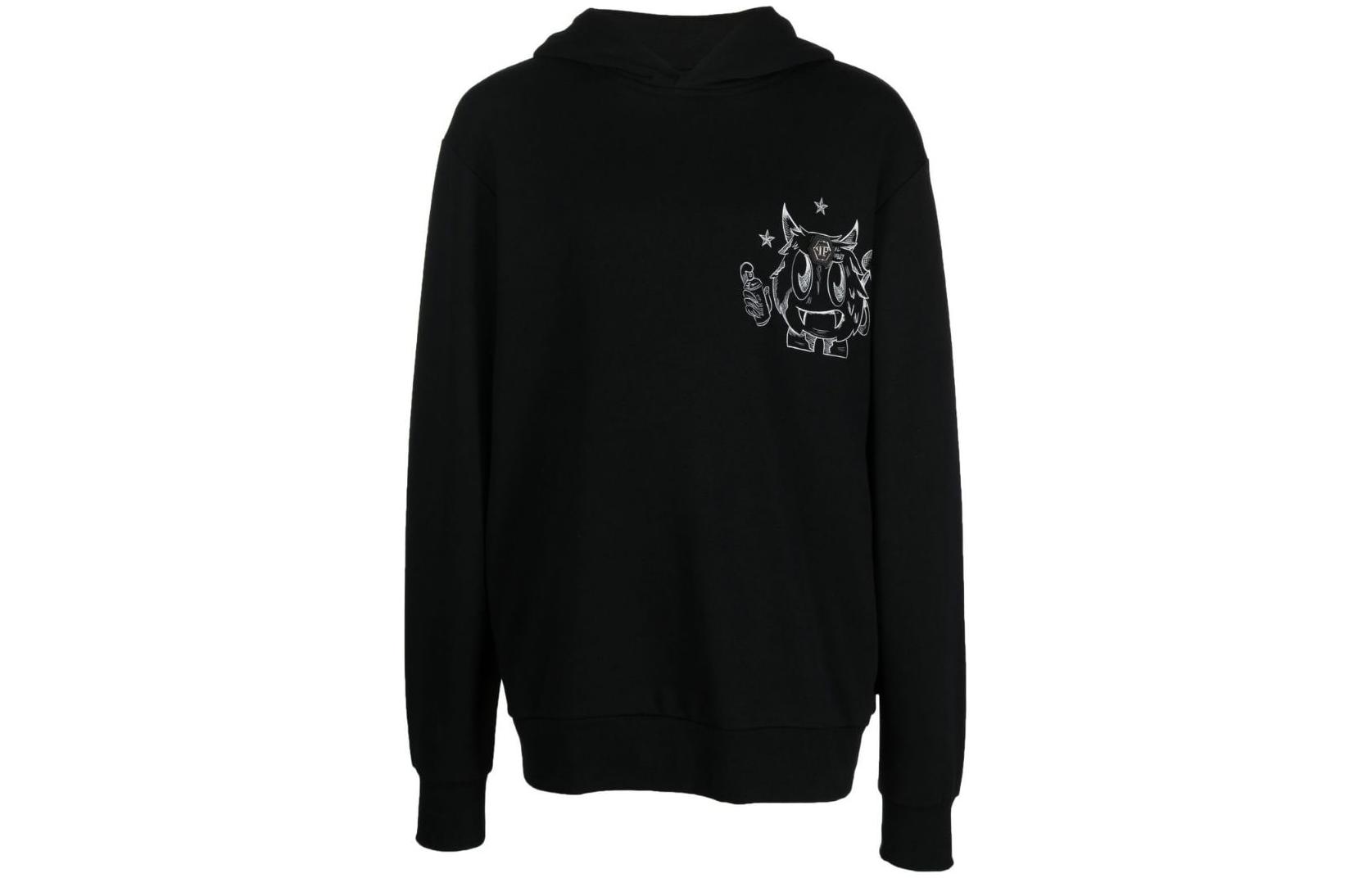 PHILIPP PLEIN FW22 Graphic Print Hoodie Black AABCMJB2826PJO002N0201