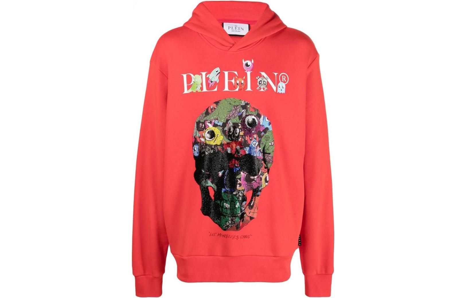 PHILIPP PLEIN FW22 Graphic Print Red Hoodie for Men AABCWLC0045PFU02