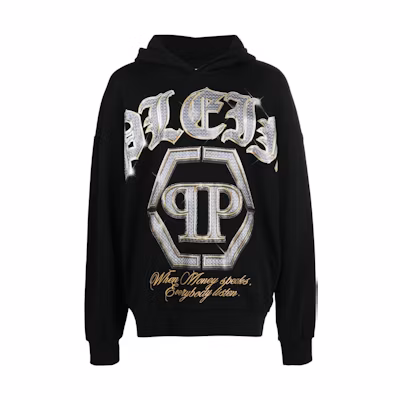 PHILIPP PLEIN FW22 Logo Print Cotton Hoodie Black Long Sleeve AABCMJB2861PJO002N02