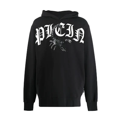 PHILIPP PLEIN FW22 Logo Print Pullover Hoodie Black FABCMJB2732PJY002N02
