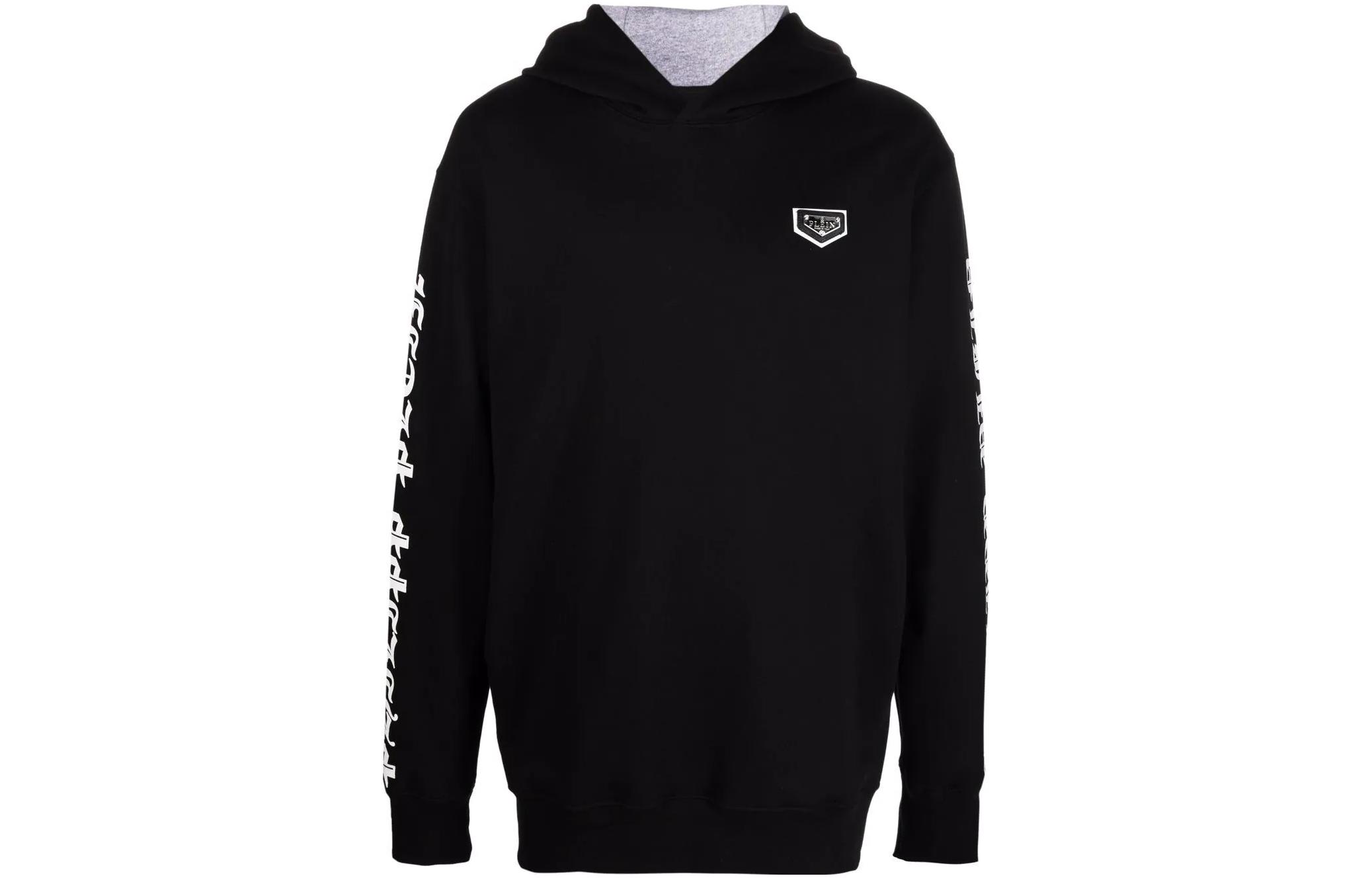 PHILIPP PLEIN FW22 Skull Letter Print Hoodie Black ( Pullover) AAACUJB0027PJO002N