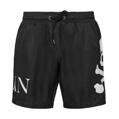 PHILIPP PLEIN FW22 Skull Logo Printed Casual Shorts Black. PABC-MMT0312-PTE003N-02