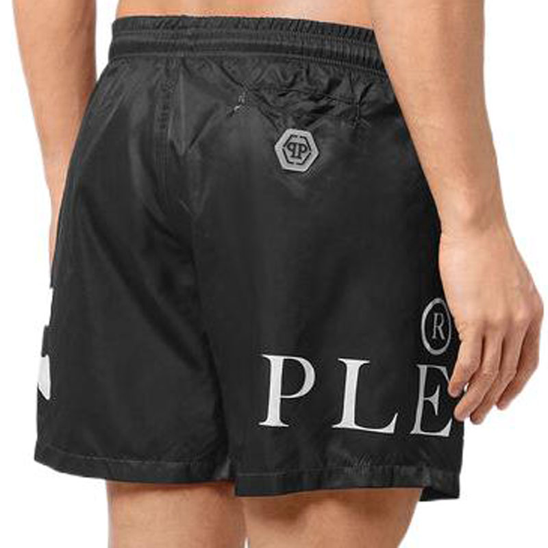 Purchase PHILIPP PLEIN FW22 Celana Pendek Kasual Logo Skull Cetak Hitam. PABC-MMT0312-PTE003N-02