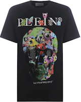 Order PHILIPP PLEIN FW22 男款黑色骷髏圖案休閒短袖T恤 MTK5671PJY002N02
