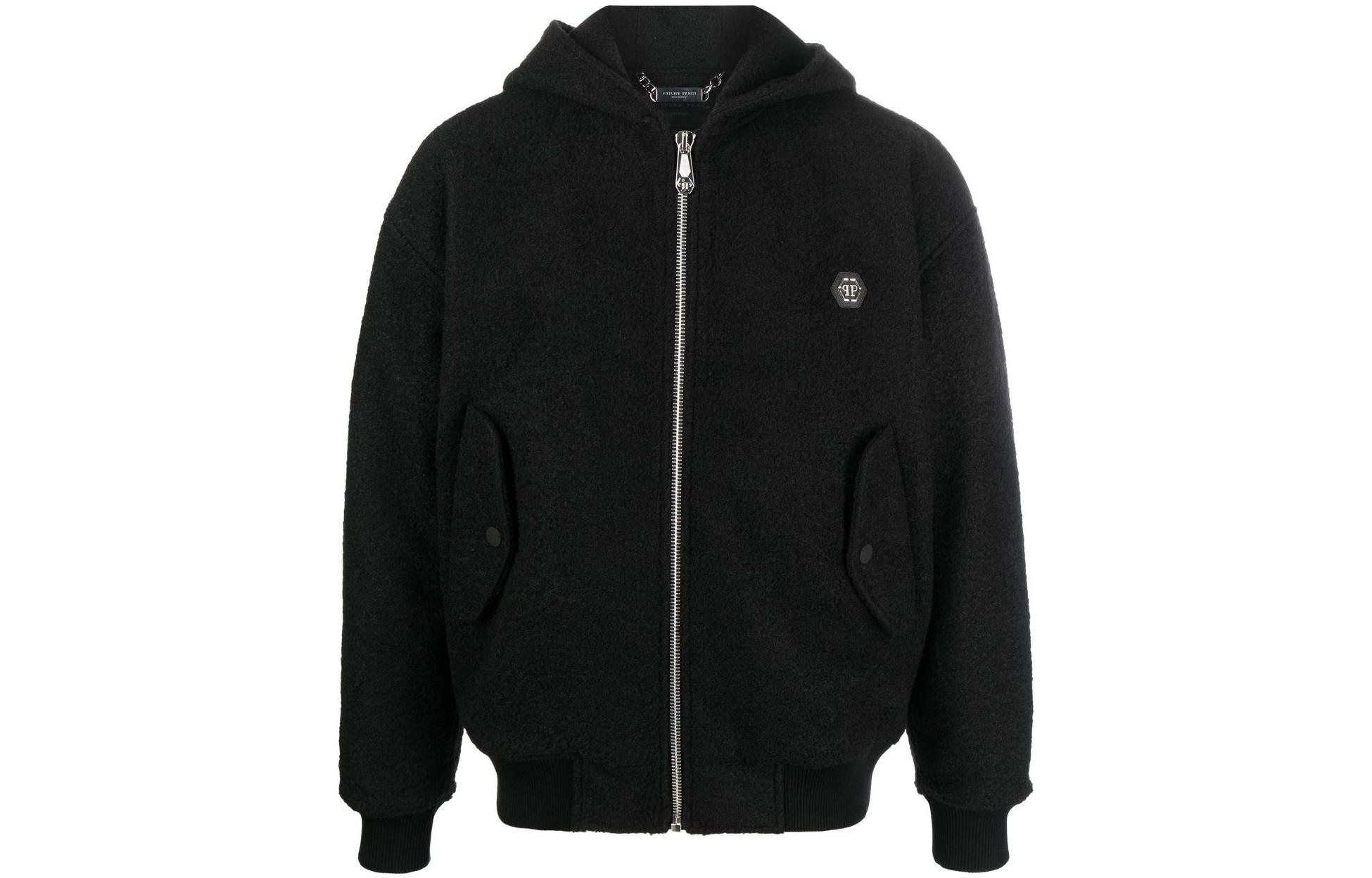 PHILIPP PLEIN FW22 Skull Print Hooded Bomber Jacket Men’s Black MRB2006PTE003N02