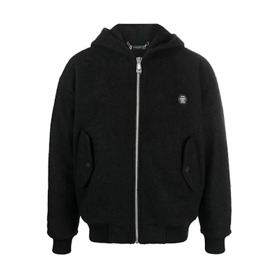 PHILIPP PLEIN FW22 Skull Print Hooded Bomber Jacket Men’s Black MRB2006PTE003N02