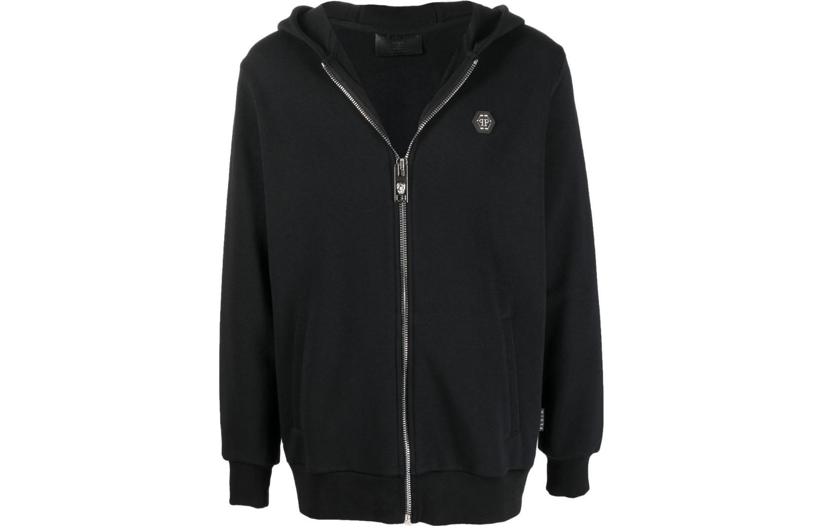 PHILIPP PLEIN FW22 Skull Print Zip-Up Hoodie Jacket Men’s Black PABCMJB2684PJO002N