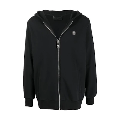PHILIPP PLEIN FW22 Skull Print Zip-Up Hoodie Jacket Men’s Black PABCMJB2684PJO002N