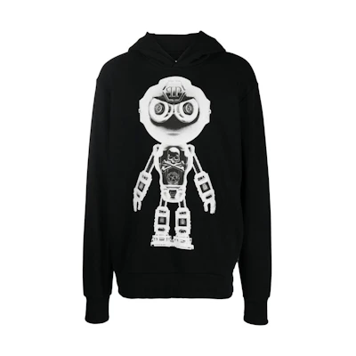 PHILIPP PLEIN FW22 Solid Logo Print Pullover Hoodie Black AABCMJB2829PJO002N02